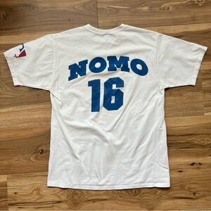 Vintage 1995 Los Angeles Dodgers Hideo Nomo White T Shirt Large Russell Athletic